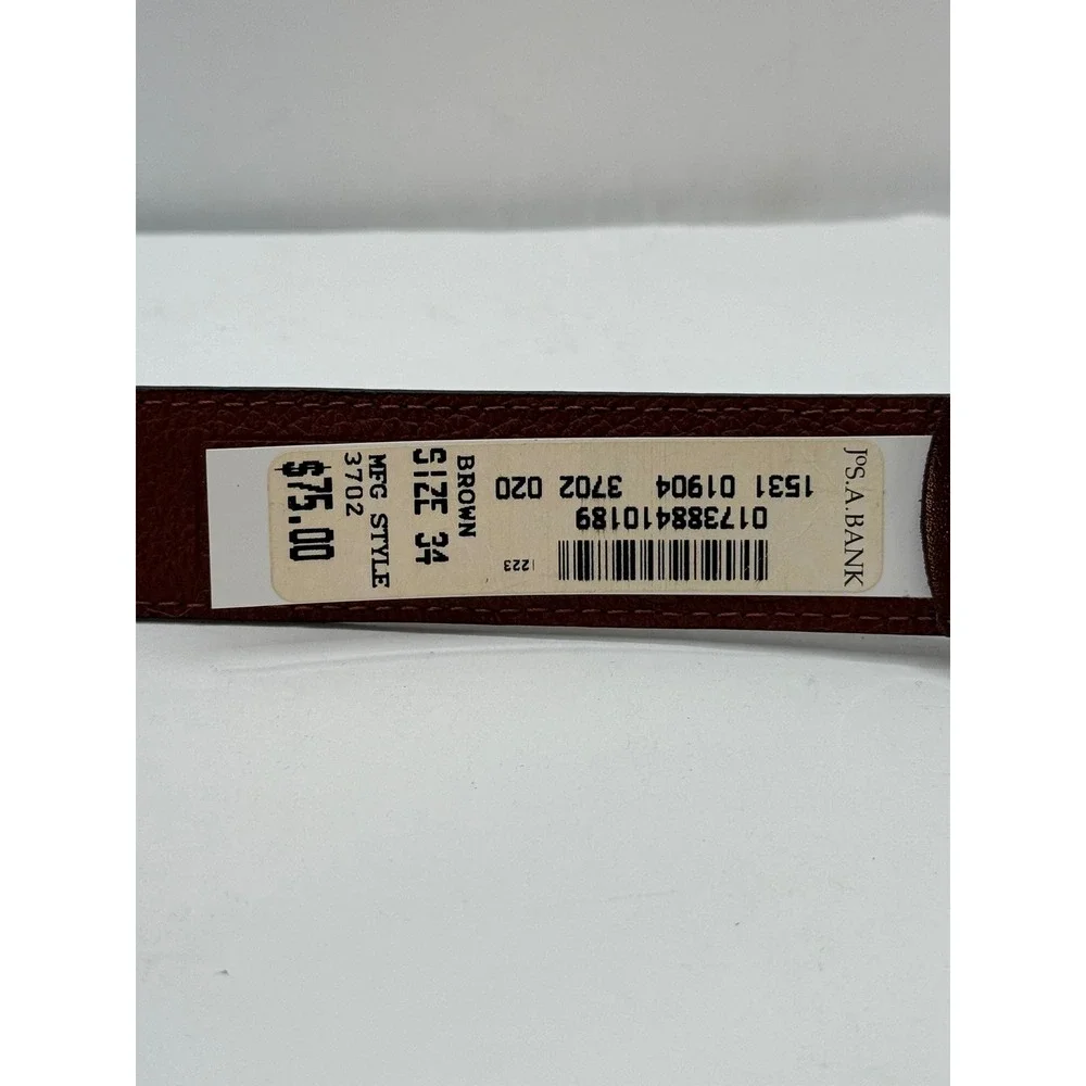 Jos. A. Bank Belt Size 34 Classic Dress Fine Italian Leather Brown Gold Buckle